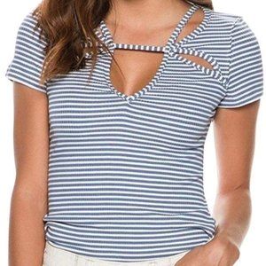 Free People Frenchie Top Blue White S